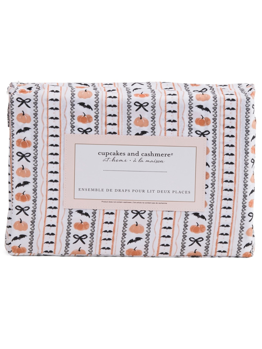 Cupcakes & cashmere adorable halloween queen bedsheet set, pumpkins bats bows